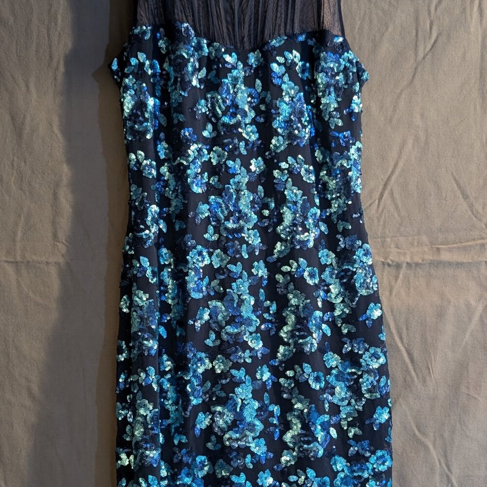 Belle Badgley Mischka Paris Dress blue size 4 cocktail sequin BNWT